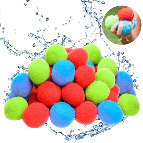 Wasserbomben 50 Stück Wasserbomben Selbstschließend Set Schnellfüller Wasserballons Gemischt Wasserball für Kinder Sommer Draussen(Schwamm) von Qingxiaotu