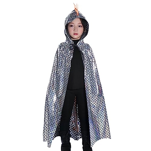 Qingzhuan Kids Dinosaurier Cape, Boys Dragon Dress Up Kostüm Cape für Halloween, Motto Party, Karneval, täglichen Gebrauch - Silved von Qingzhuan