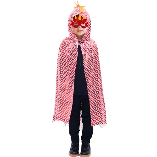 Qingzhuan Kinder Dinosaurier Cape, Jungen Drachen Dress Up Kostüm Cape für Halloween, Motto Party, Karneval, täglichen Gebrauch - Rot von Qingzhuan