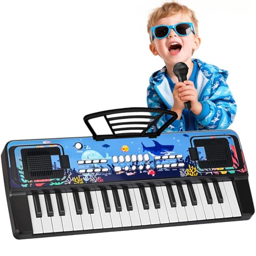 Kinder Keyboard Klavier mit Mikrofon Notenständer, 37 Tasten Tragbare Elektronische Kinderklavier Musik Spielzeug ab 3 4 5 6 Jahren, Geburtstag Weihnachten Geschenke für Jungen/Mädchen Kinder Keyboard Klavier mit Mikrofon Notenständer, 37 Tasten Tragbare Elektronische Kinderklavier Musik Spielzeug ab 3 4 5 6 Jahren, Geburtstag Weihnachten Geschenke für Jungen/Mädchen von QiquBox