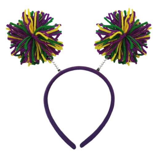 QishGO Haarreif mit weihnachtlichen Regenbogen-Pompons, für Damen, Make-up-Stirnband für Karneval, Cosplay, Haarschmuck, Farbe 3 von QishGO