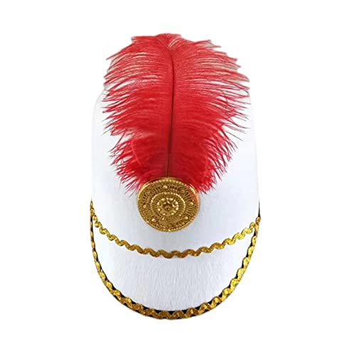 QishGO Honor Guard Hut für Herren, eleganter Filzhut für Erwachsene, mit Dekorationen, Fotozubehör, Weiß von QishGO