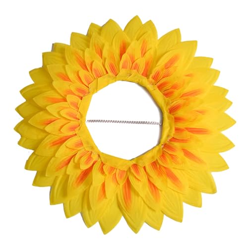 QishGO Kopfbedeckung für Erwachsene, Sonnenblumenhut für Erwachsene, niedlicher Foto-Hut, Festival, Feier, Sport, Event, Kopfbedeckung, 58 cm, Gelb von QishGO