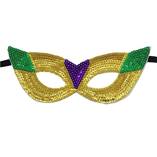 QishGO Mardi GrasEyeMask Mardi GrasKopfbedeckung Stirnband Augenmaske Brille MaskeradeMaske HalloweenMaske. Pailletten, Gold, A von QishGO