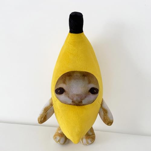 Qiwieod Bananenkatzen-Plüschtier, Bananenkatzen-Plüschtier Stofftiere Dekoratives Spielzeug, Cartoon-Katzen-Plüsch-Sofakissen, Kuscheltier-Sofa-Ornament, Bananenkatzen-Plüschtier von Qiwieod