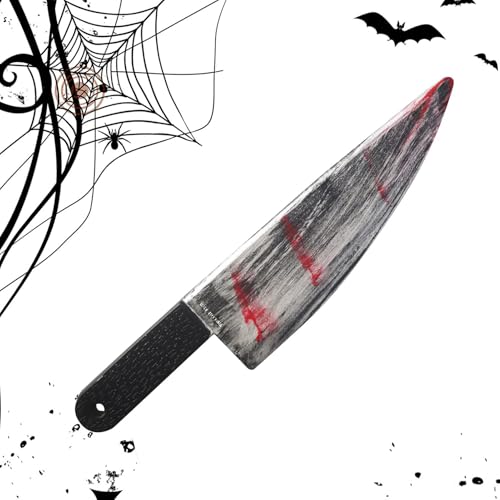 Qiwieod Blutige Halloween-Fake-Messer, Blutiges Küchenmesser, Halloween Großes Blutiges Messer Halloween Blutiges Messer Prop Dekoration, Realistische Messer Knifflige Requisiten von Qiwieod