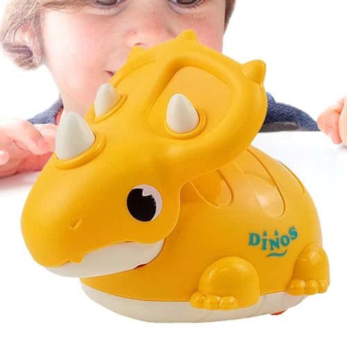 Qiwieod Drücken Sie Dinosaurier-Spielzeug, Dinosaurier-Pull-Auto | Niedlicher Triceratosaurier Press Go Toys - Reibungsbetriebenes Auto, Tierautospielzeug, Dinosaurierspielzeug für die Früherziehung von Qiwieod