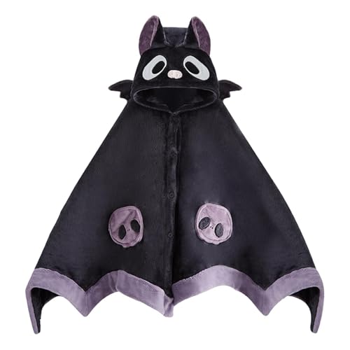 Qiwieod Fledermaus Kostüm Kinder, Fledermaus-Deckenumhang, Süßer Tragbarer Decken-Hoodie Für Halloween, Faschingskostüme Karneval Kostüm, Robe Mit Kapuze Cape Mantel Umhang Poncho von Qiwieod