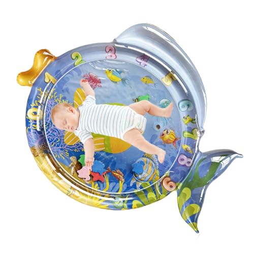 Qiwieod Wasserspielmatte,Wasserspielmatte für Babys - Bequeme, sichere und niedliche Wasserspielmatte in leuchtenden Farben,Belly Time Wasserspielmatte für Babys, drinnen und draußen, Familientreffen von Qiwieod