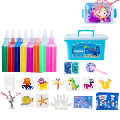 Magischer Wasserelf 3D, Magisches Gelee-Set, Magisches Wasser-Quetschspielzeug, Kreatives Magisches Gel-Wassertier-handgemachtes Set, DIY-Spaß-Form-Wasser-Meereslebewesen-Spielzeug For Kinder(100ml,8c von Qixfyze