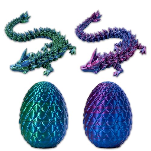 Qixuer 3D Gedrucktes Drachenei Mit Drache, 2er Set Drache Im Ei Beweglicher Drachen Spielzeug, für Kinder Drachenliebhaber und Autos, Büros, Häuser Schreibtischspielzeug von Qixuer