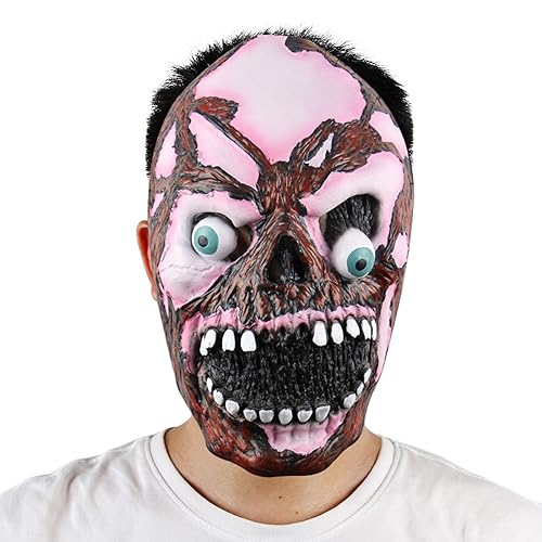 Qixuer Halloween Maske Horror Lustige Maske Schädel Maske für Halloween 3D Totenkopfmasken Explosive Eye Zombie Skelett Maske Halloween Performance Requisiten Weiche Gummi Horror Lustige Geist Maske von Qixuer