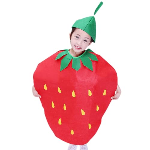 Qizeroty Cosplay-Kostüm für Kinder, Kinder-Cosplay-Outfit, Obst-Gemüse-Cosplay-Kostüm-Outfit mit Hut, Kindertagskostüm, kreatives Tanzoutfit für Halloween, Mottoparty, Bühnenauftritt von Qizeroty