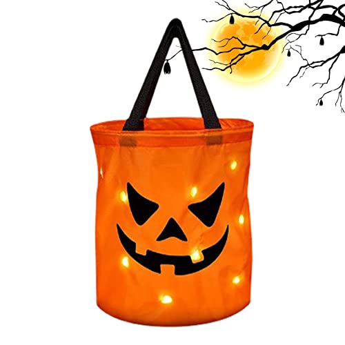 Qizeroty LED Licht Halloween Süßigkeitstüten, Halloween KürbisSüßigkeitseimer Für Süßes Oder Saures Halloween Party Süßigkeitstüte Geschenktüte Für Süßigkeiten Schokolade Spielzeug von Qizeroty