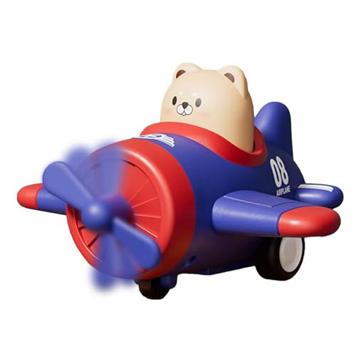 Qizeroty Push-and-Go-Reibungsautos, Rückzugsautos - Cartoon-Tier-Schiebeautos in Flugzeugform | Fallsicheres Spielzeug mit Trägheitsantrieb, lehrreich für die Hand-Auge-Koordination von Kindern von Qizeroty