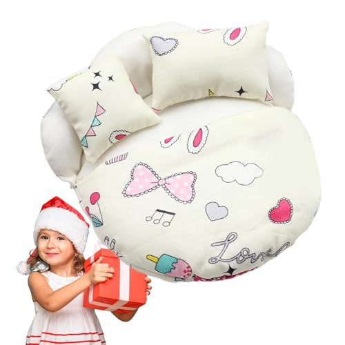 Qizeroty Schlafsack für Puppe, Puppenbett | Spielzeug-Schlafbett mit 2 Kissen | Bettwäschezubehör für Puppen, kleines Schlafsackbett, stilvolle und niedliche Dekoration von Qizeroty