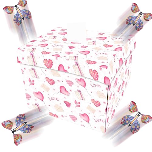 Schmetterlings-Explosionsbox, Schmetterlingsbox zum Geburtstag - Lustige explodierende Box zum Abschluss - Tragbare kreative Schmetterlingsbox, neuartige explodierende Box für Hochzeiten, Jubiläen von Qizeroty
