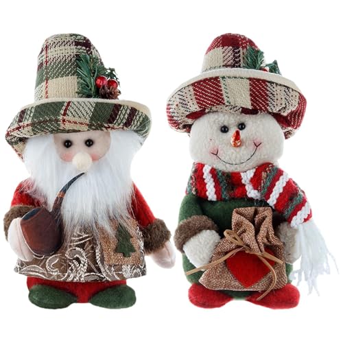 Weihnachtsmann Schneemann Plüschpuppe, Weihnachtsmann Und Schneemann Plüschpuppen, 2Stk Traditionelle Tischdekorationen Vintage Bauernhauspuppe Für Weihnachtsmottoparty Hochzeit Heimdekoration von Qizeroty