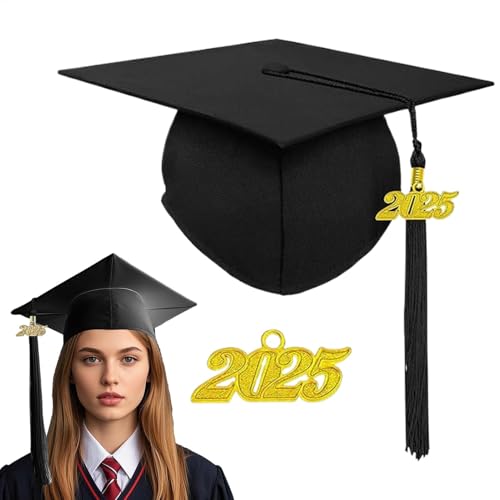 Qkbuza Abschlusskappen 2025, Grad Caps, Bequeme atmungsaktive Junggesellenhüte mit Jahrplatte, Highschool -Abschluss -Souvenirs, College -Vorräte für Halloween, Cosplay, Fotografieren von Qkbuza