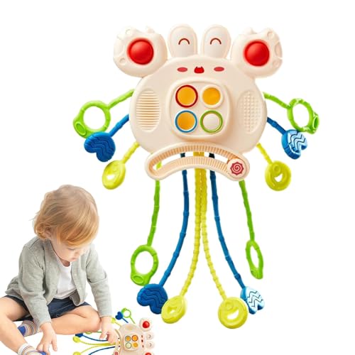 Qkbuza Babys Ziehspielzeug,Ziehschnurspielzeug,Lustiges Reisespielzeug für süße Babys, Sinnesspiel | Leichtes -Spielzeug mit Krabbendesign zur Förderung der sensorischen Erkundung und Flexibilität von Qkbuza