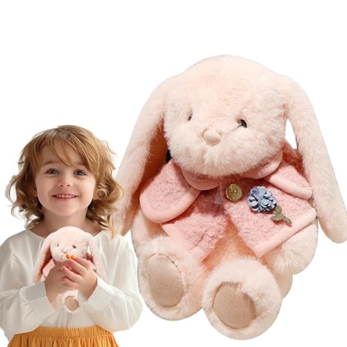 Qkbuza Bunny Plushies Plüschtier Hase, Plüschtier – Jobbit niedliches Tier-Plüschtier aus Plüsch, mit Kappe für Weihnachten, Geburtstag, Ostern, Urlaub von Qkbuza