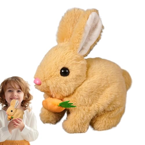 Qkbuza Bunny aus Plüsch für Mädchen, realistisches Kaninchenspielzeug, Osterhase, Springen und Zittern, interaktives Spielzeug für Kaninchen, elektronisches Kaninchen, Becken von Qkbuza