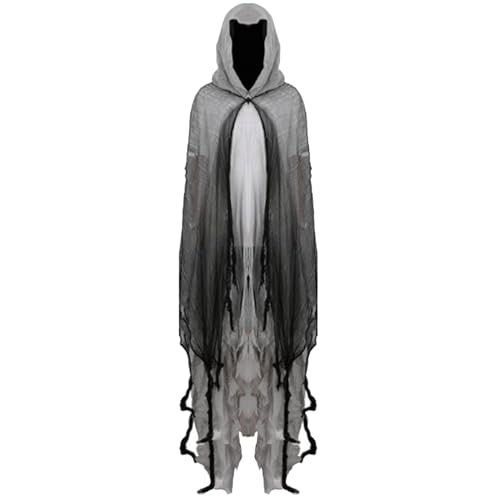 Qkbuza Halloween-Geisterumhang, 155 cm, Halloween-Umhang mit Kapuze, Geisterumhang, Horror-Festival, Rollenspiel, Kapuzenumhang für Spukhaus, Cosplay, Spiel-Outfit für Männer und Frauen Qkbuza Halloween-Geisterumhang, 155 cm, Halloween-Umhang mit Kapuze, Geisterumhang, Horror-Festival, Rollenspiel, Kapuzenumhang für Spukhaus, Cosplay, Spiel-Outfit für Männer und Frauen von Qkbuza