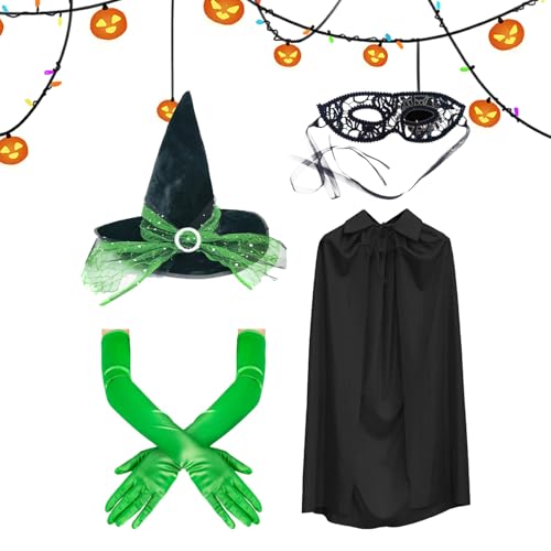 Qkbuza Hexenkostüm Set, Urlaubskostüme Hexenhut Umhang, Spukhaus Erwachsene Outfit mit Augenmaske für Freunde Freundin Mutter Familie Qkbuza Hexenkostüm Set, Urlaubskostüme Hexenhut Umhang, Spukhaus Erwachsene Outfit mit Augenmaske für Freunde Freundin Mutter Familie von Qkbuza
