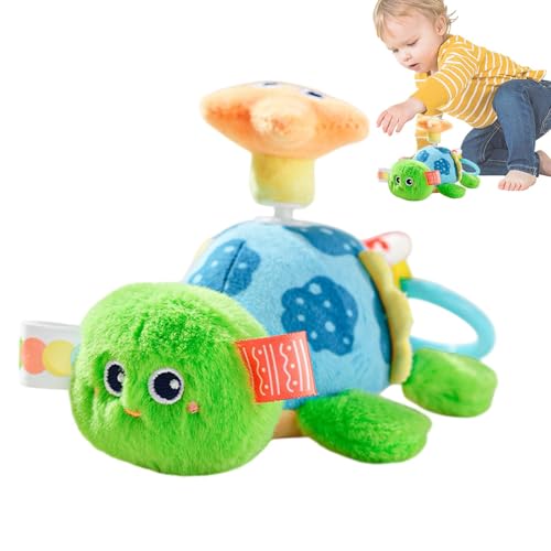 Qkbuza Kuscheltier,Plüschtiere, Zugseil-Tier-Plüschtier, Kreatives Stoffschildkröten-Dinosaurier-Puppentier, süßes Stofftierspielzeug mit Zugseil für Kinder von Qkbuza