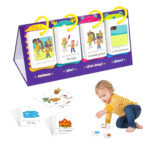 Qkbuza Lernkarten zum Vokabelaufbau, Lernkarten zum Lernen von Sichtwörtern - Englische Wörter-Builder-Sets für Kinder,Trocken abwischbare, farbcodierte englische Karteikarten für Unterrichtskarten von Qkbuza