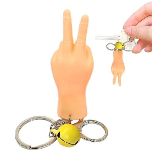 Qkbuza Mini-Schlüsselanhänger mit Flacher Hand, Miniatur-Schlüsselanhänger mit kleinen Händen | Realistische Flexible Fingerpuppen | Lustiges Gag-Spielzeug, langlebiges Handspielzeug für Kinder, und von Qkbuza