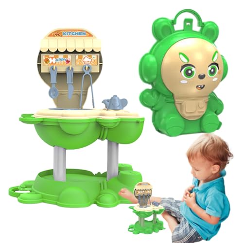 Qkbuza Pretend Food Kitchen Toys, Küchenspielset - Rollenspielset mit Spielzeugküche | Interaktives tragbares Küchenspielzeug für Mädchen im Alter von 3–6 Jahren von Qkbuza