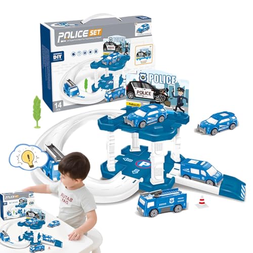 Qkbuza Spielzeugautobahn,Spielzeugrennbahn | Interaktives Spielzeugauto-Schienenset | Rennbahn-Lernspielzeug, städtisches Parkplatzbahn-Spielset, Lernspiele, Autospielzeug für Kinder ab 3 Jahren von Qkbuza