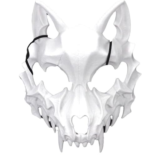 Qkydky Maske Halloween, Gesichtsmaske Wolf, Horror Augenmaske Werwolf, Knochen Halbmaske, Tier Schädel, Tierskelett Gesichtsbedeckung Karneval, Fasching(B) von Qkydky