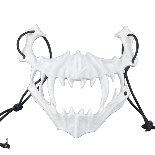 Qkydky Maske Halloween, Gesichtsmaske Wolf, Horror Augenmaske Werwolf, Knochen Halbmaske, Tier Schädel, Tierskelett Gesichtsbedeckung Karneval, Fasching von Qkydky