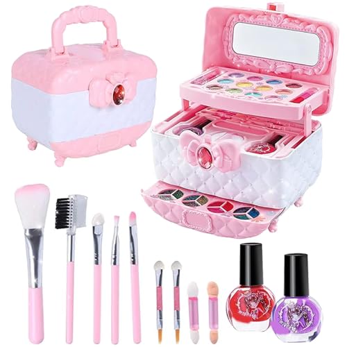 Make-up-Kit, Kinder Make-up-Kit, Little Girls Kosmetische Make-up-Kit, sichere und ungiftige kleine Mädchen Make-up-Set spielen echte Make-up-Mädchen-Spielzeug, Kinderkindgeschenk, Kleinkind Make-u von QmjdDymx