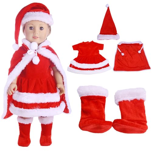 QmjdDymx 18 Zoll Puppenzubehör 18 Zoll Puppenkleidung, weiche und elastische Babypuppenkleidung mit Hut, Kleid, Schal und Schuhen für 18 -Zoll -Puppen -Kleidungszubehör Sets von QmjdDymx