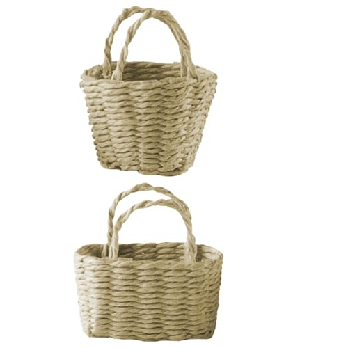 QmjdDymx 2pcs Mini -Korb 2 Stile Tiny Korb Rattan Dollhouse Dekor Mini Korbkorb mit Griff Mini Blumenkörben Spielzeug zum Geburtstag/Babyparty, Mini Weidenkorb, Mini -Korb 1.6+ 2 von QmjdDymx