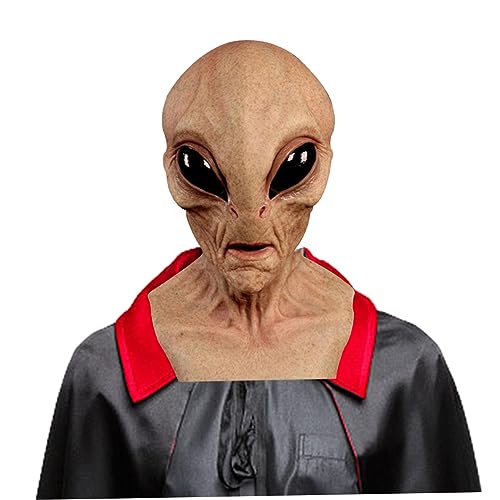 QmjdDymx Alien-Maske, Alien-Maske für Erwachsene, Halloween-Maske, gruseliger Vollkopf, realistische Alien-Maske, Requisitenkostüm für Halloween-Kostümpartys, Hautfarbe, Kostümmasken für Herren von QmjdDymx