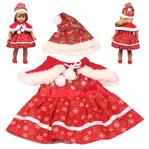 QmjdDymx Babypuppenkleidung, 18 -Zoll -Puppenkleider, sanfte Weihnachtsbabypuppenkleidung mit Hut, Kleid, Schal und Schuhe Puppenzubehör für Kinder, Stil 2,18 Zoll Puppenkleidung (Keine Puppe) von QmjdDymx