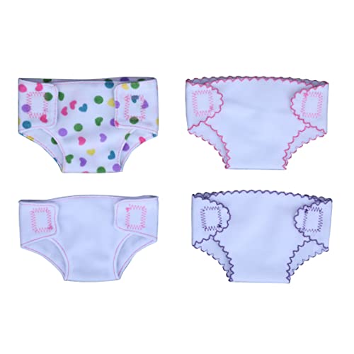 QmjdDymx Girl Babypuppenkleidung Unterwäsche, Puppenwild für Puppenpuppenblumendruckunterwäsche für 14-16-Zoll-Puppen 4pcs, Farbdot-Windelnhose von QmjdDymx