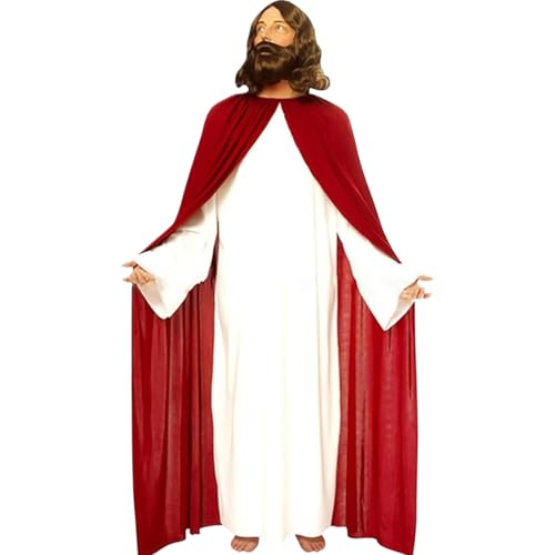 QmjdDymx Jesus Robe, Jesus Kostüm, atmungsaktives Jesuskostüm Erwachsener mit weißem Mant von QmjdDymx