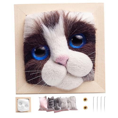 QmjdDymx Katze, Nadel -Filz -Kits, Katzenkopf -Fotorahmen Ornamente Strickkit DIY Nadel Felting Supplies, Nadel -Filzing -Starter -Kit für Nadel Feltze Kit Anfänger Style 2 2 von QmjdDymx