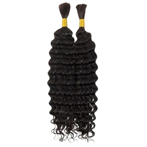 QmjdDymx Lockiges Flechten Haarwellen -Flechten 2pcs 20 schwarzes lockiges Flechthaar Full & Dick elastic natürliches synthetisches Flechthaar für Frauen für Boho -Zöpfe, Frisur, Flechtenhaar von QmjdDymx