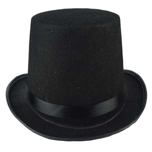 QmjdDymx Top -Hut, Top -Hüte für Männer 6,3 Zoll hohen schwarzen Top -Hut -Zauberer -Kostümhut für formale Showman Party Hats Halloween Kostümzubehör, schwarzer Top -Hut von QmjdDymx