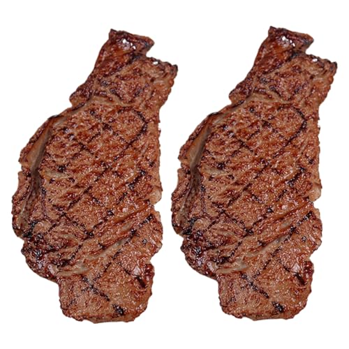 Steak -Spielzeug, gefälschtes Steak 2PCS PVC Simuliertes Steakspielzeug lebensech gefälschtes Fleisch künstliche Roastbeeffleischmodell Realistische Lebensmittel Requisiten für Zuhause, falsches Fl von QmjdDymx