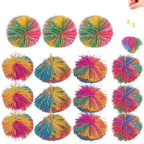 Stringbällchen, 15 PCs sensorische Bälle 3 Zoll kreativer lustiger Spielzeugkugeln weiche Regenbogen Taktile sensorische Spielzeuge umweltfreundlich für Kinder Stress und Angstzuhörer Geschenke, se von QmjdDymx