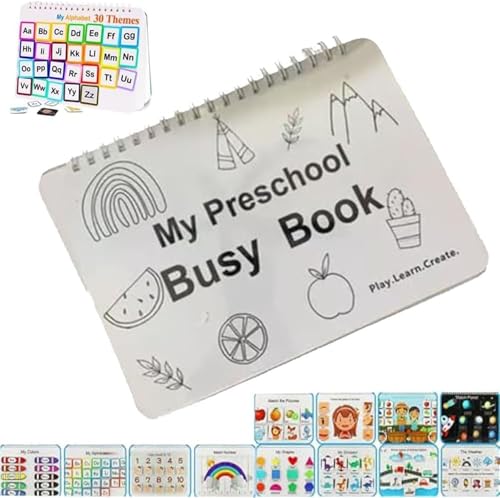 My Preschool Busy Book, Preschool Learning Activities, Education Workbook Activity Binder Learning Toys, Autism Learning Materials and Tracing Coloring Book (1Pcs) von Qoobom