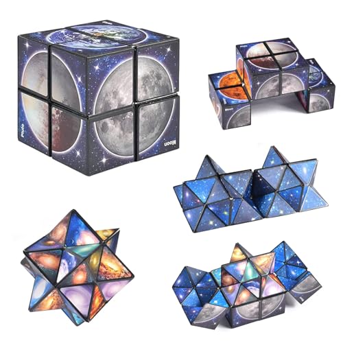 Qooloo 2 in 1 Sternenklarer Himmel Zauberwürfel, Magic Cube Set, Infinity Zauberwürfel Kinder, Magic Puzzle Cubes, 3D Puzzle Würfel, Stressabbau Spielzeug, Lernspiel Geschenke für Kinder Erwachsene von Qooloo