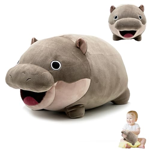 Qosigote Moo Deng Hippo Plush, Moo Deng Plush, Cute Pygmy Hippo Plushie Toy, Moo Deng Toy, Fashionable Throw Pillows for Home Sofa Bedroom Decoration von Qosigote